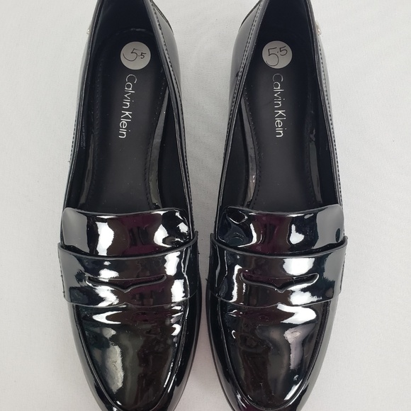 Calvin Klein Black Patent Leather Loafers Size 5.5 - Picture 5 of 6